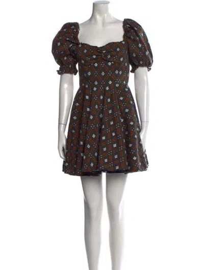 Pre-owned Autumn Adeigbo Patterned Mini Dress In Black