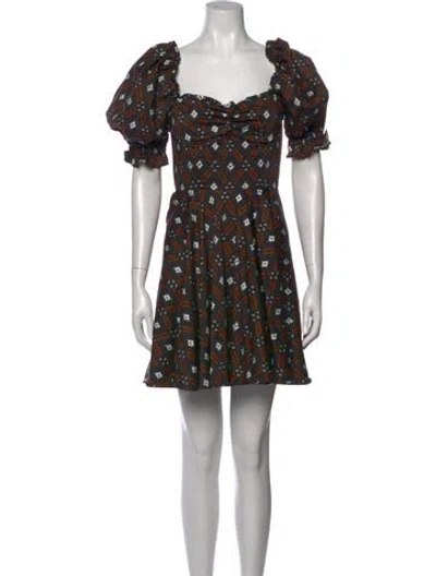 Pre-owned Autumn Adeigbo Patterned Mini Dress In Black