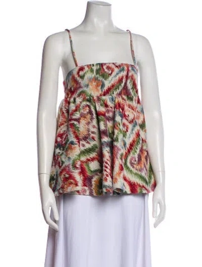 Pre-owned Autumn Adeigbo Patterned Square Neckline Top W/ Tags In Neutral
