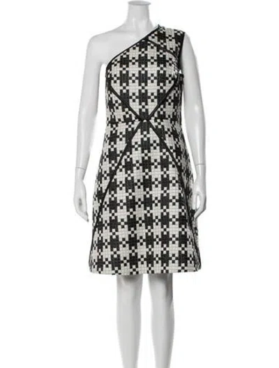 Pre-owned Autumn Adeigbo Plaid Print Knee-length Dress In White