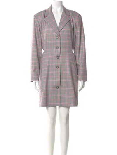 Pre-owned Autumn Adeigbo Plaid Print Mini Dress In Black