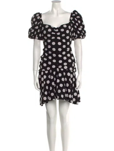 Pre-owned Autumn Adeigbo Polka Dot Print Mini Dress In Black