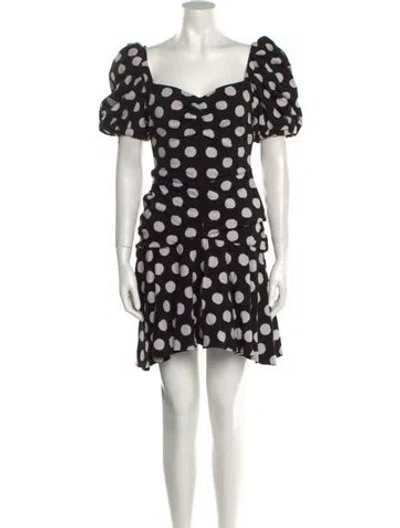 Pre-owned Autumn Adeigbo Polka Dot Print Mini Dress In Black
