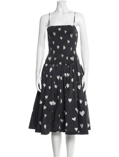 Pre-owned Autumn Adeigbo Printed Midi Length Dress In Blue