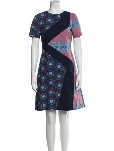 Pre-owned Autumn Adeigbo Printed Mini Dress In Blue