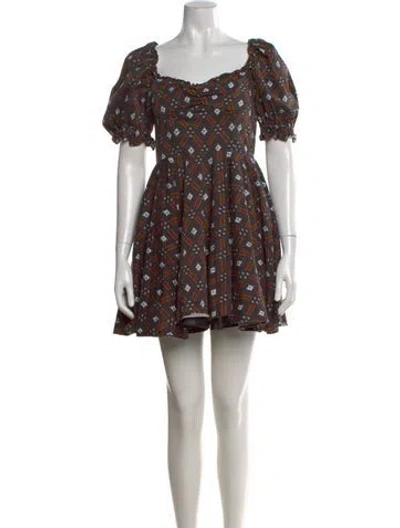 Pre-owned Autumn Adeigbo Printed Mini Dress In Multi
