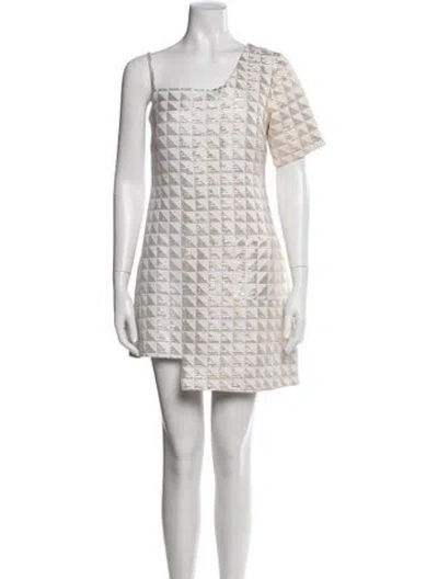 Pre-owned Autumn Adeigbo Printed Mini Dress In Neutral