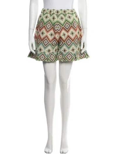 Pre-owned Autumn Adeigbo Printed Mini Shorts In Green