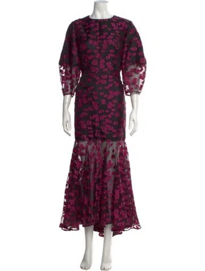 Pre-owned Autumn Adeigbo Silk Long Dress In Multicolor