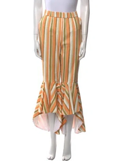 Pre-owned Autumn Adeigbo Striped Wide Leg Pants In Neutral