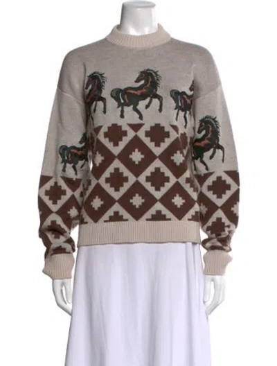 Pre-owned Autumn Adeigbo Virgin Wool Graphic Print Sweater In Multi