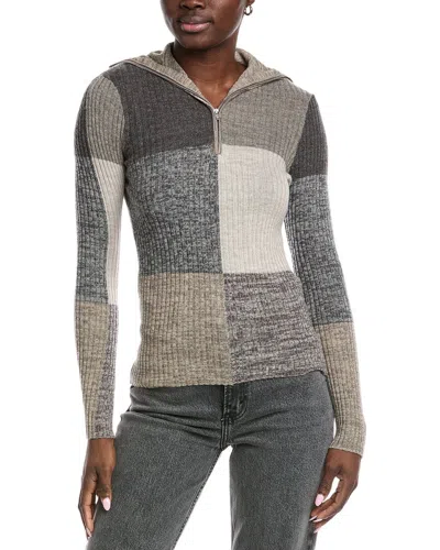 Autumn Cashmere 1/2-zip Rib Sweater In Gray