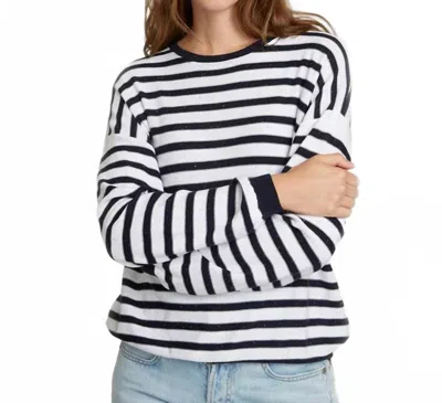 Autumn Cashmere Baby Sequin Striped Crew Sweater In Navy Stripe In Multi