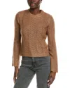 Autumn Cashmere Bell-sleeve Pointelle Cashmere & Silk-blend S Sweater In Brown