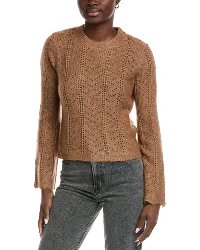 Autumn Cashmere Bell-sleeve Pointelle Cashmere & Silk-blend S Sweater In Brown