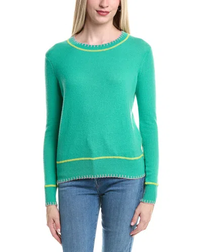 Autumn Cashmere Blanket Stitch Cashmere Sweater In Green
