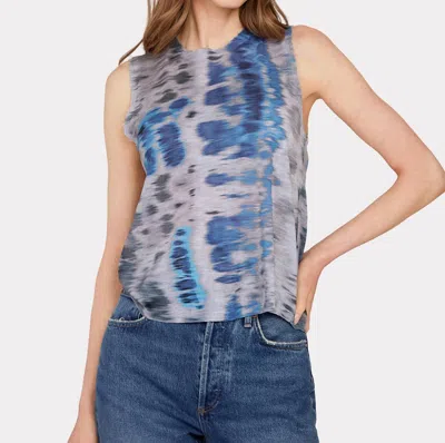Autumn Cashmere Blurred Animal Print Distressed Muscle Tee In Jeans Combo In Blue