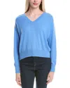 Autumn Cashmere Boxy Crew Back Yoke Cashmere Sweater In Blue