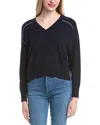 Autumn Cashmere Boxy Crew Back Yoke Cashmere Sweater In Blue