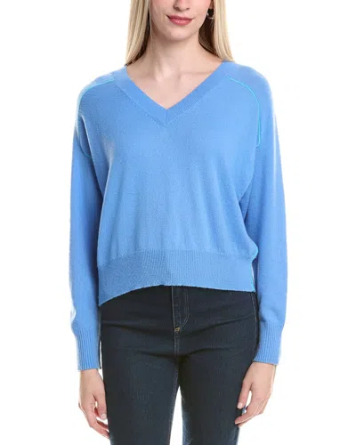 Autumn Cashmere Boxy Crew Back Yoke Cashmere Sweater In Blue