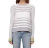 Autumn Cashmere Boxy Stripe Crew W/ Tuck Stitch In Grey Combo In Multi