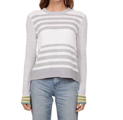 Autumn Cashmere Boxy Stripe Crew W/ Tuck Stitch In Grey Combo In Multi