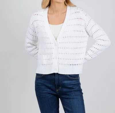 Autumn Cashmere Broken Rib Stitch Cropped Boxy Cardigan In Bleach White