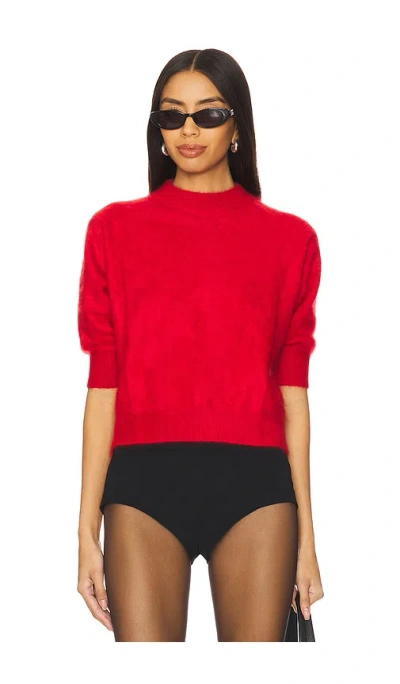 Autumn Cashmere Brushed Elbow Sleeve Boxy Crew In Red