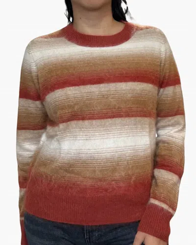 Autumn Cashmere Brushed Ombre Stripe Crew Sweater In Ginger Combo In Multi