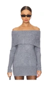 Autumn Cashmere Brushed Slouchy Off The Shoulder Tunic In Feather