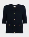 Autumn Cashmere Button-down Cotton Knit Sweater In Black