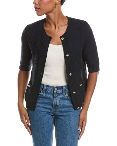 Autumn Cashmere Button Front Elbow Sleeve Jacket In Black
