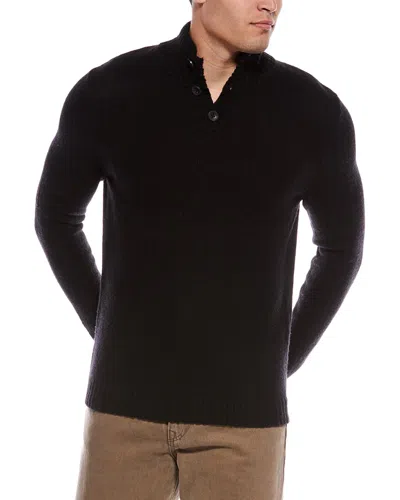 Autumn Cashmere Cashmere-blend Button Pullover In Black