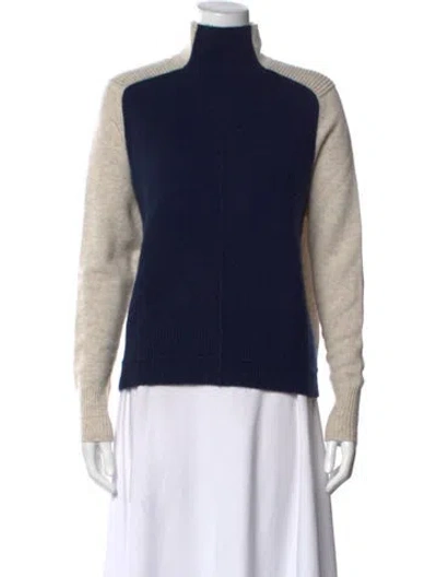 Pre-owned Autumn Cashmere Cashmere Colorblock Pattern Sweater In Blue