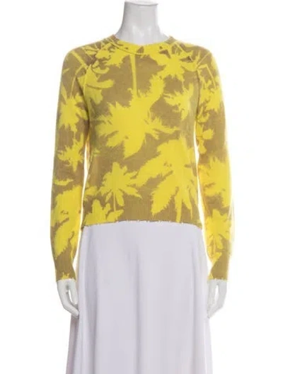 Pre-owned Autumn Cashmere Cashmere Floral Print Sweater In Yellow