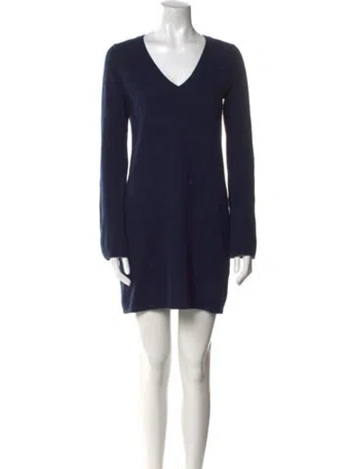 Pre-owned Autumn Cashmere Cashmere Mini Dress In Blue