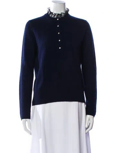 Pre-owned Autumn Cashmere Cashmere Mock Neck Sweater In Blue