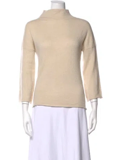 Pre-owned Autumn Cashmere Cashmere Mock Neck Sweater In Neutrals