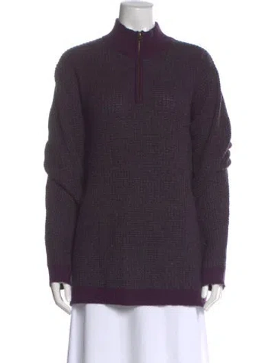 Pre-owned Autumn Cashmere Cashmere Mock Neck Sweater In Purple