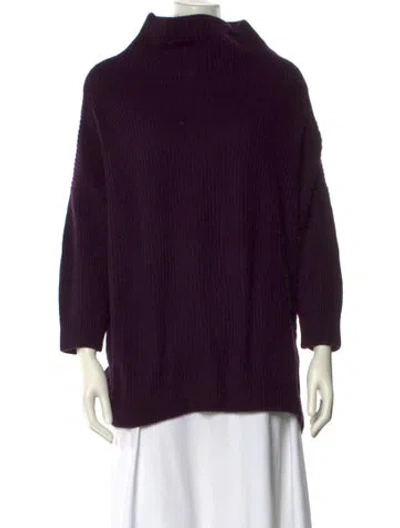 Pre-owned Autumn Cashmere Cashmere Mock Neck Sweater W/ Tags In Purple
