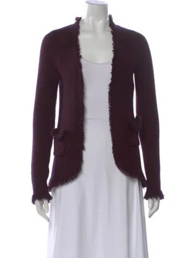 Pre-owned Autumn Cashmere Cashmere Open Front Sweater In Burgundy
