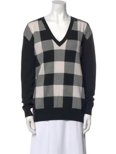 Pre-owned Autumn Cashmere Cashmere Plaid Print Sweater In Black