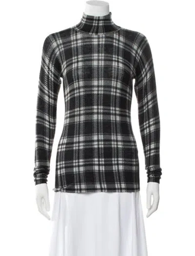 Pre-owned Autumn Cashmere Cashmere Plaid Print Sweater In Black