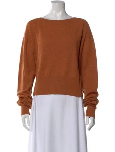Pre-owned Autumn Cashmere Cashmere Scoop Neck Sweater In Orange