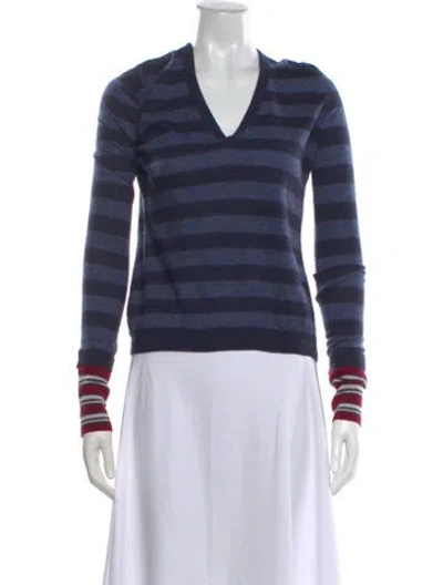 Pre-owned Autumn Cashmere Cashmere Striped Sweater In Blue