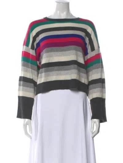 Pre-owned Autumn Cashmere Cashmere Striped Sweater In Gray
