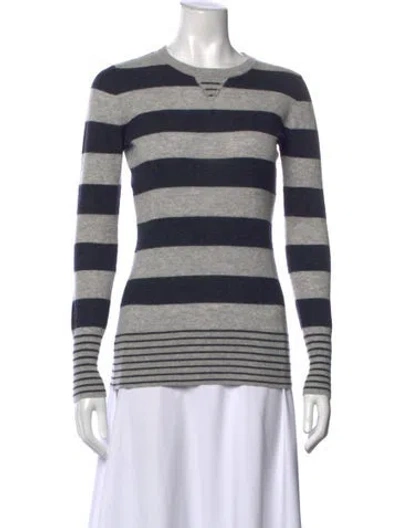 Pre-owned Autumn Cashmere Cashmere Striped Sweater In Gray