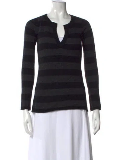 Pre-owned Autumn Cashmere Cashmere Striped Sweater In Grey