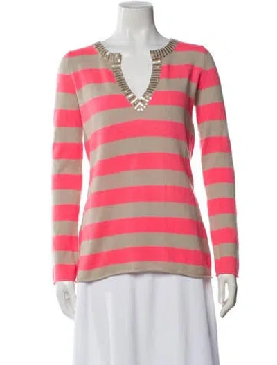 Pre-owned Autumn Cashmere Cashmere Striped Sweater W/ Tags In Pink