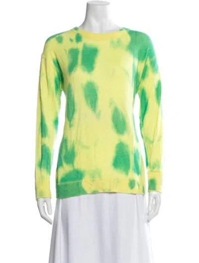 Pre-owned Autumn Cashmere Cashmere Tie-dye Print Sweater In Green/yellow